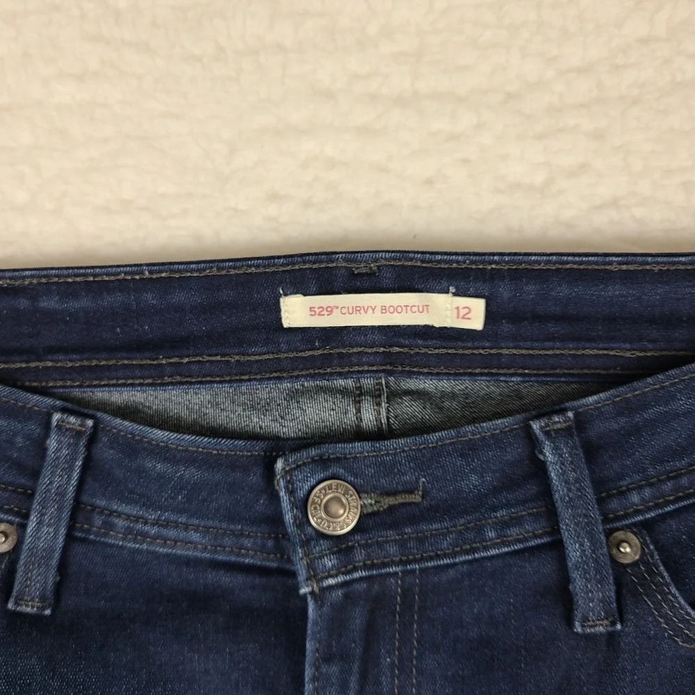 Levi's 529 Jeans Womens 12S 12 Short 31x30 Blue Curvy Boot Cut Dark Wash Denim